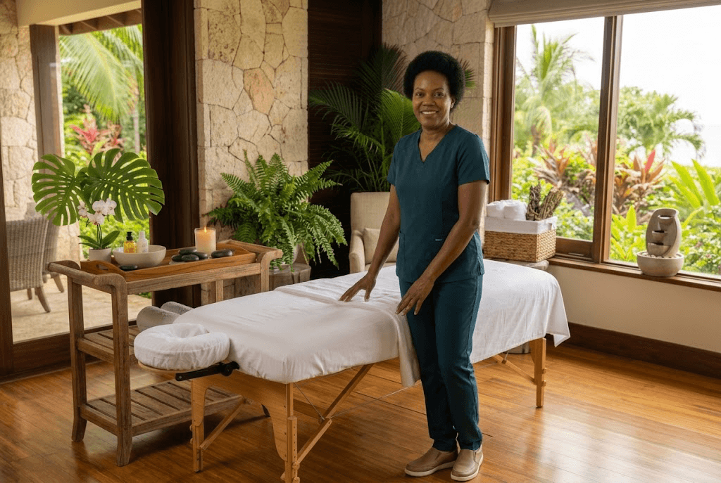Massage therapist at work