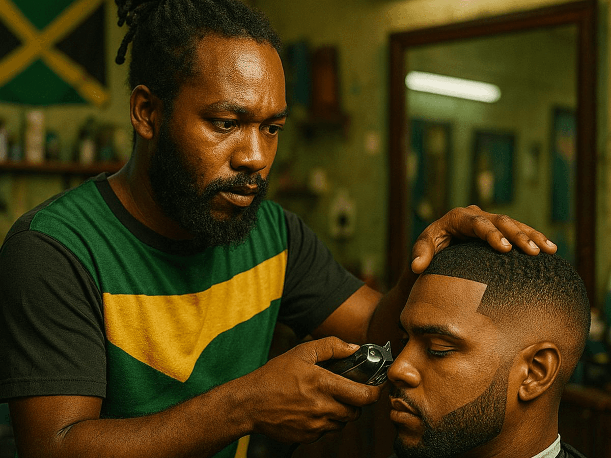 Barber at work — Island Cuts template